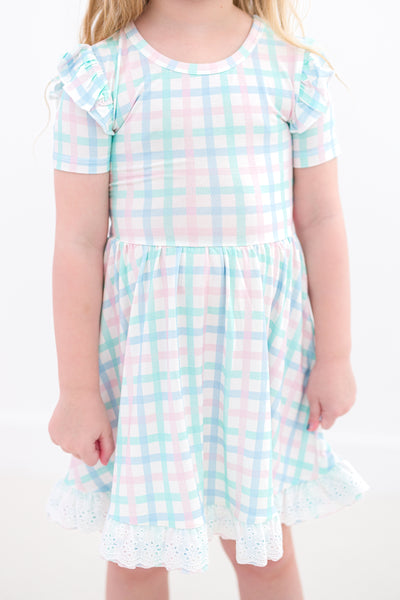 Pastel Gingham Birdie Dress