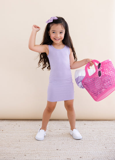 Lavender Ribbed Tank Dress