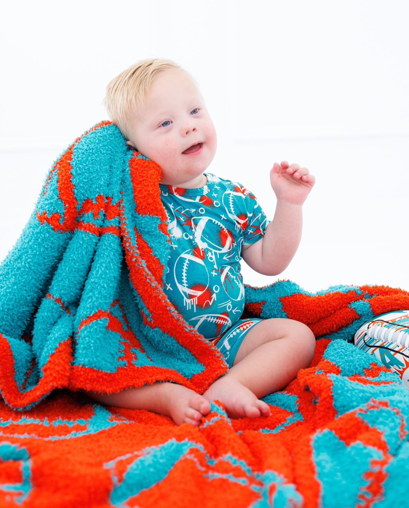 Football Blanket- AQUA/ORANGE -TODDLER