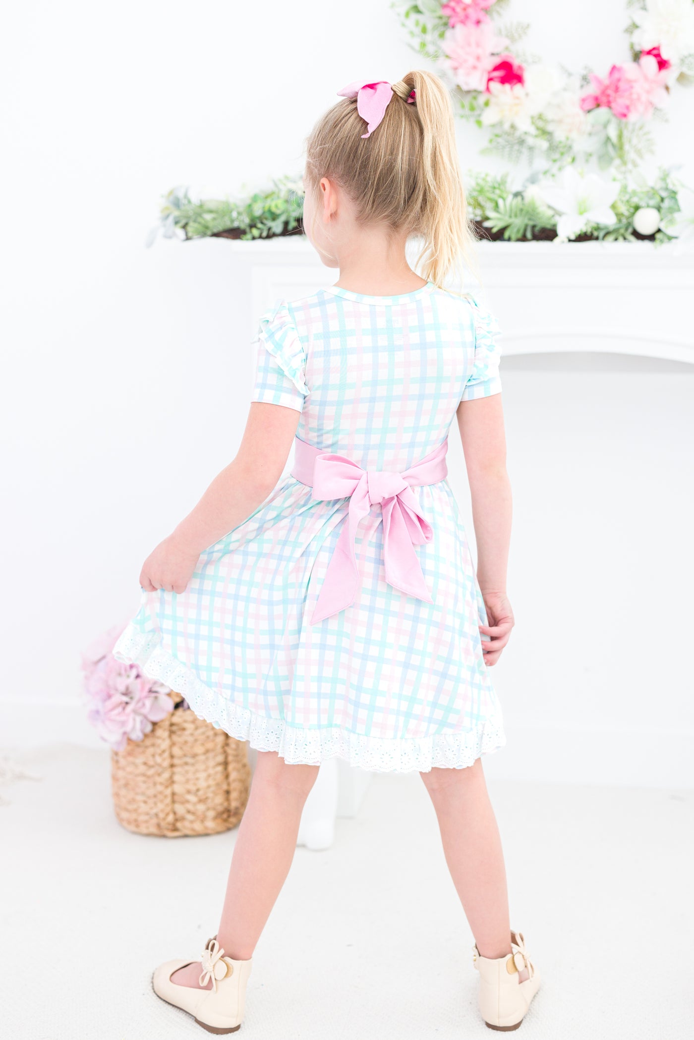 Pastel Gingham Birdie Dress