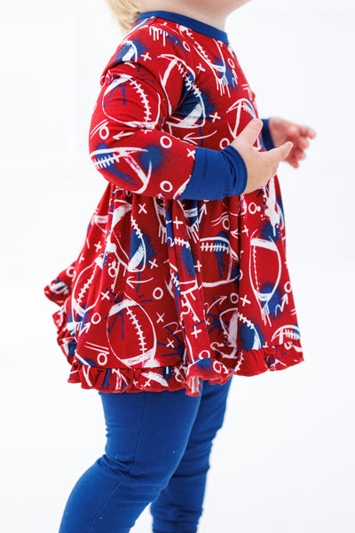 graffiti football peplum set : RED AND NAVY