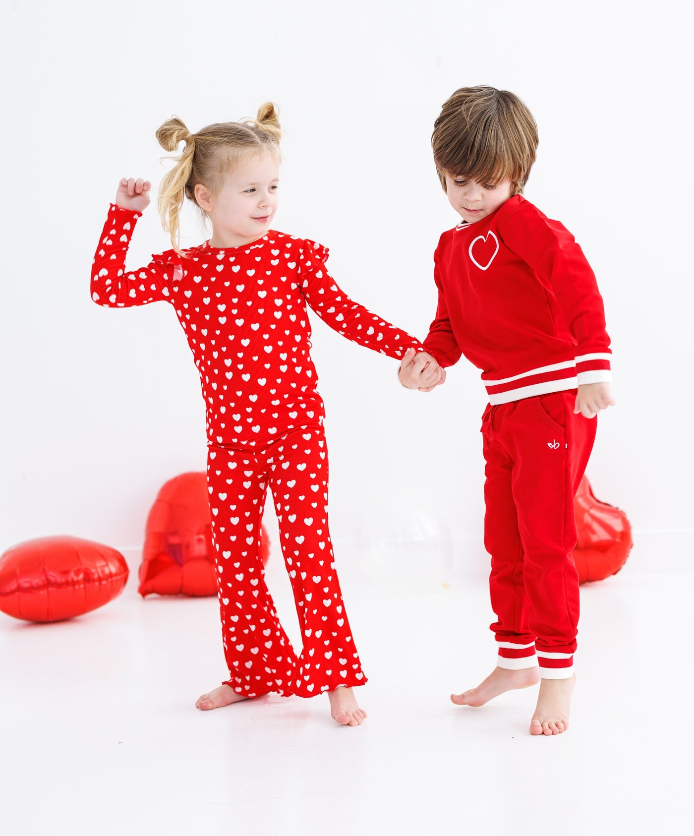 red varsity jogger set