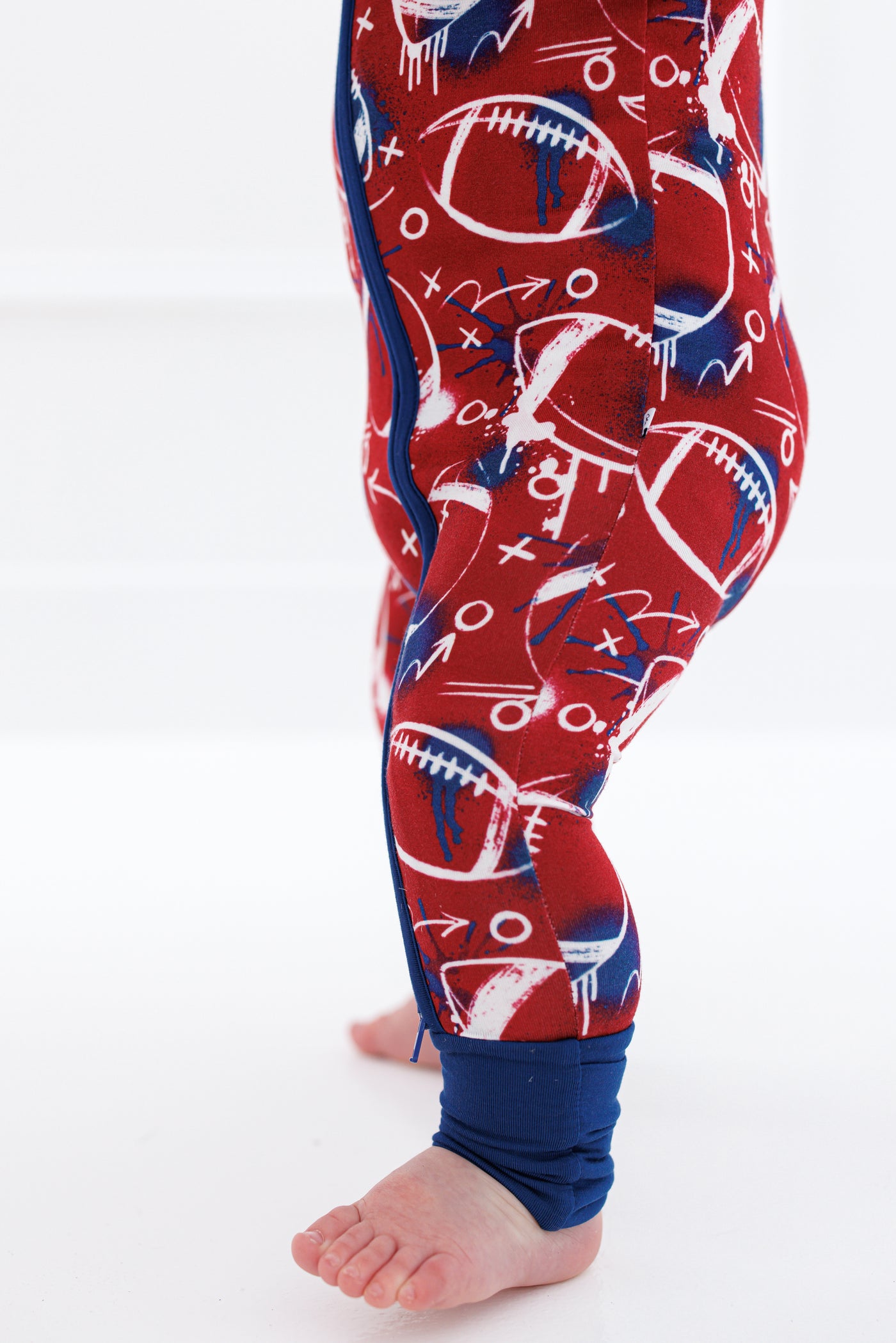 graffiti football convertible romper : RED AND NAVY