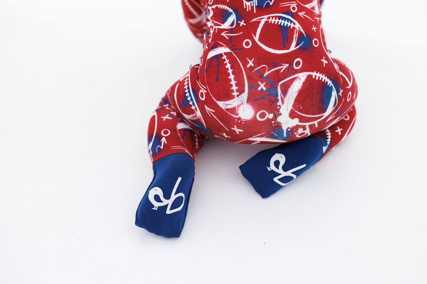 graffiti football convertible romper : RED AND NAVY