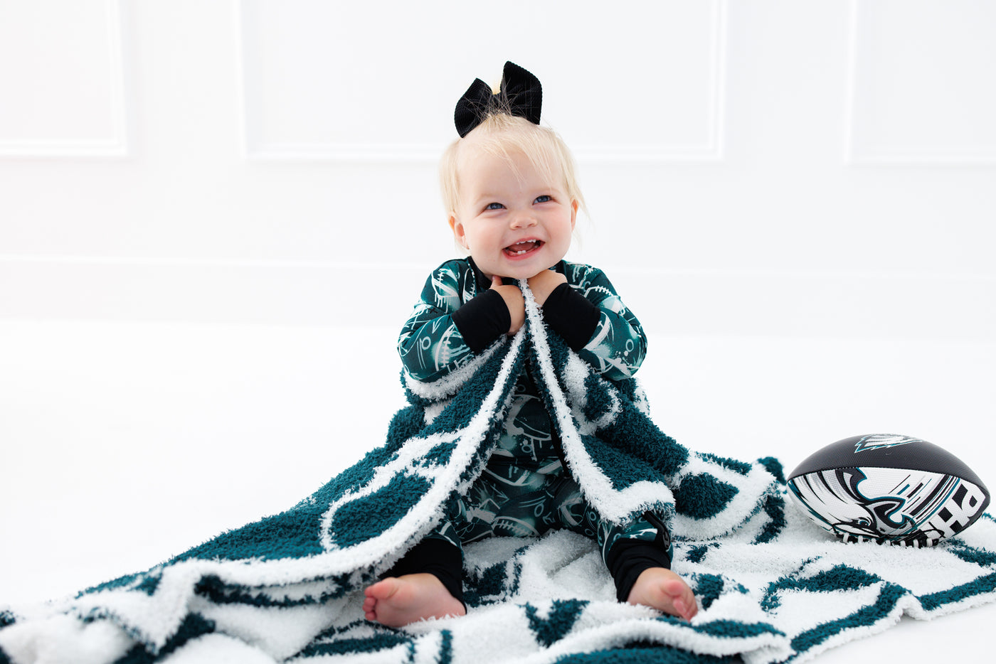 Football Blanket- GREEN/SILVER -TODDLER