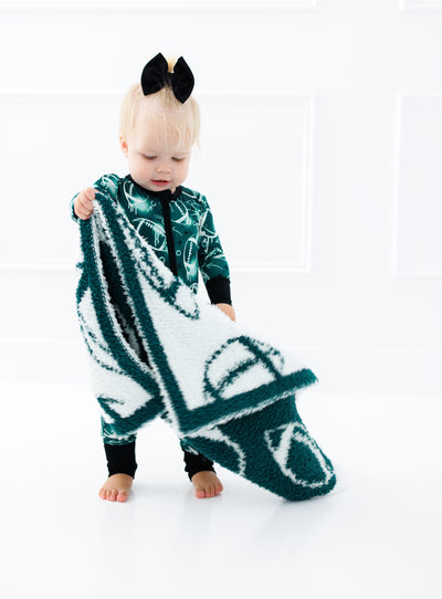 Football Blanket- GREEN/SILVER - STROLLER