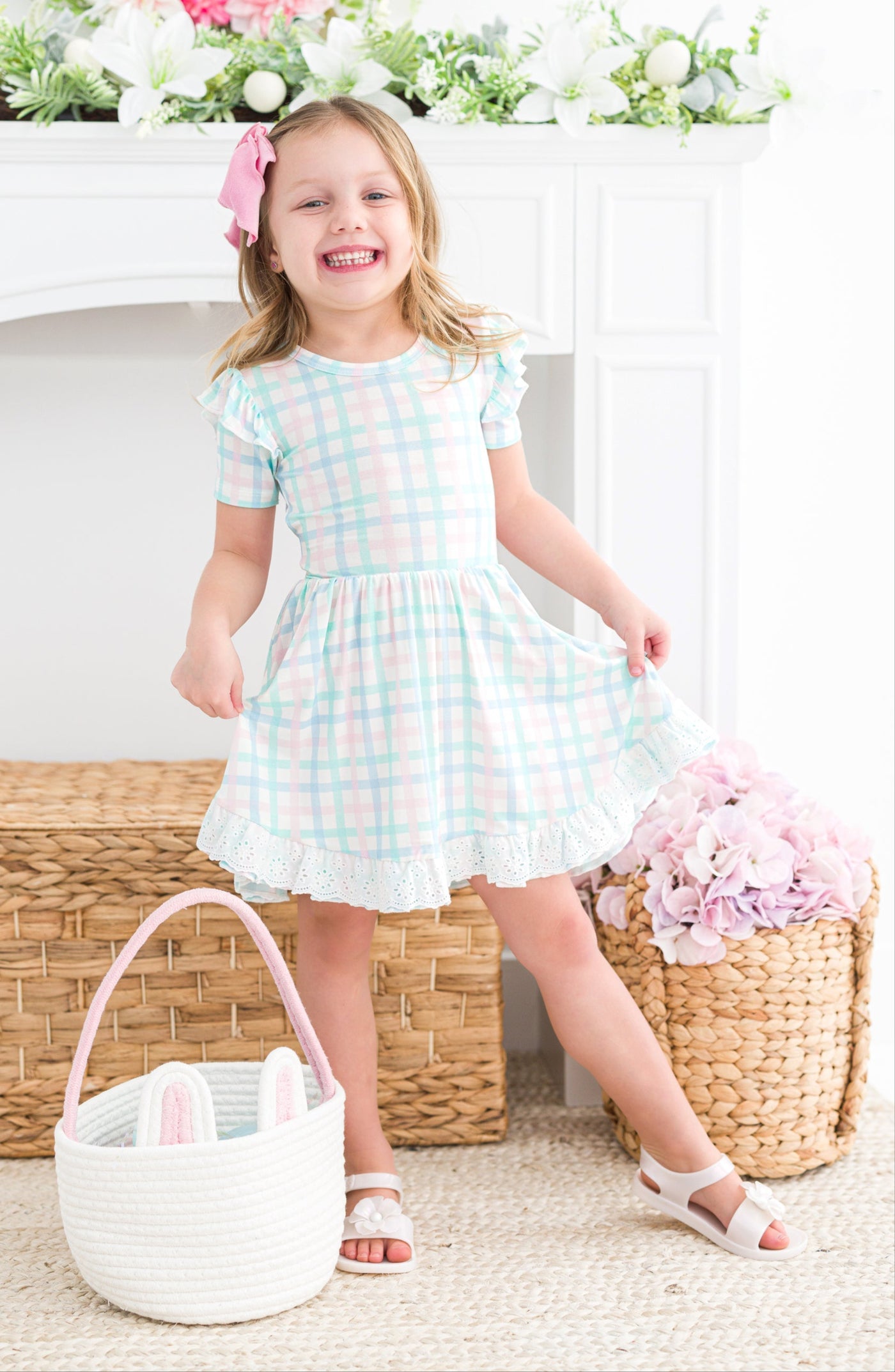 Pastel Gingham Birdie Dress