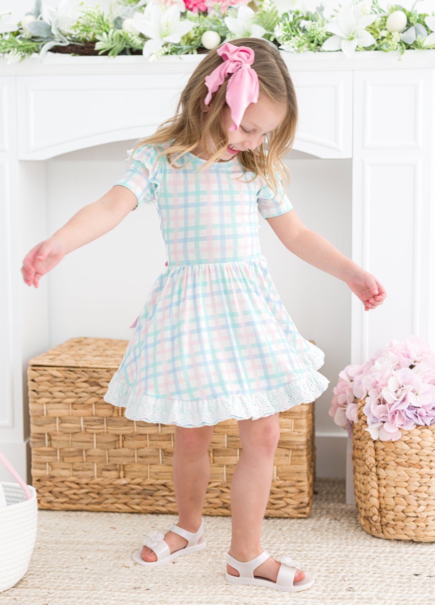 Pastel Gingham Birdie Dress