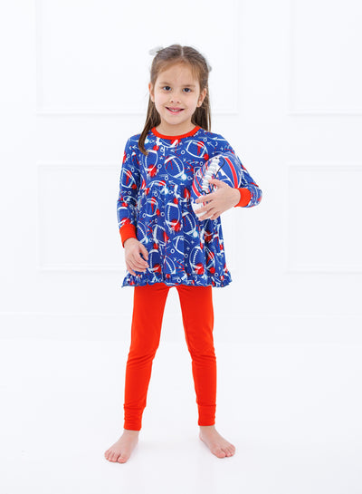 graffiti football peplum set : BLUE AND RED