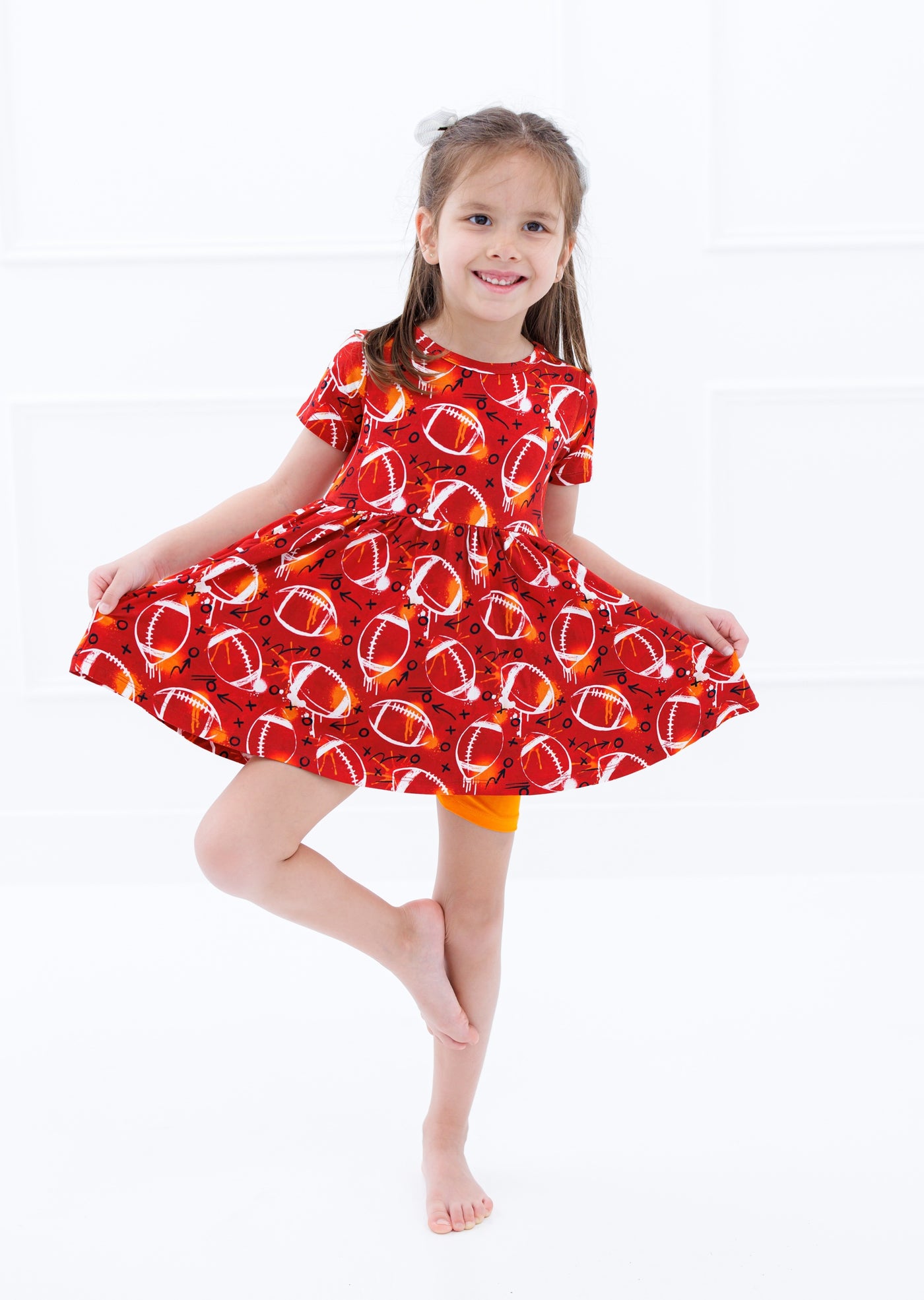 graffiti football peplum set : RED AND ORANGE