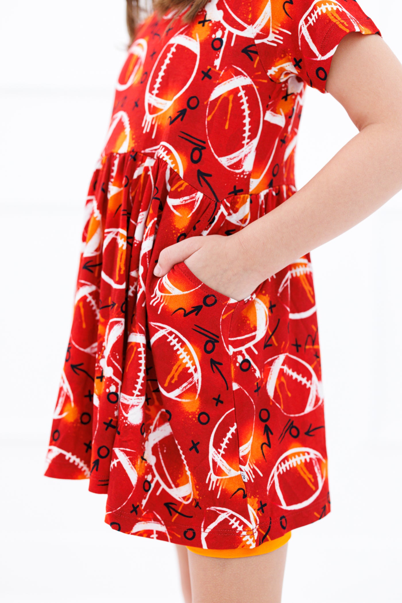 graffiti football peplum set : RED AND ORANGE