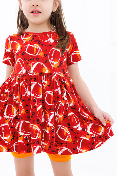 graffiti football peplum set : RED AND ORANGE