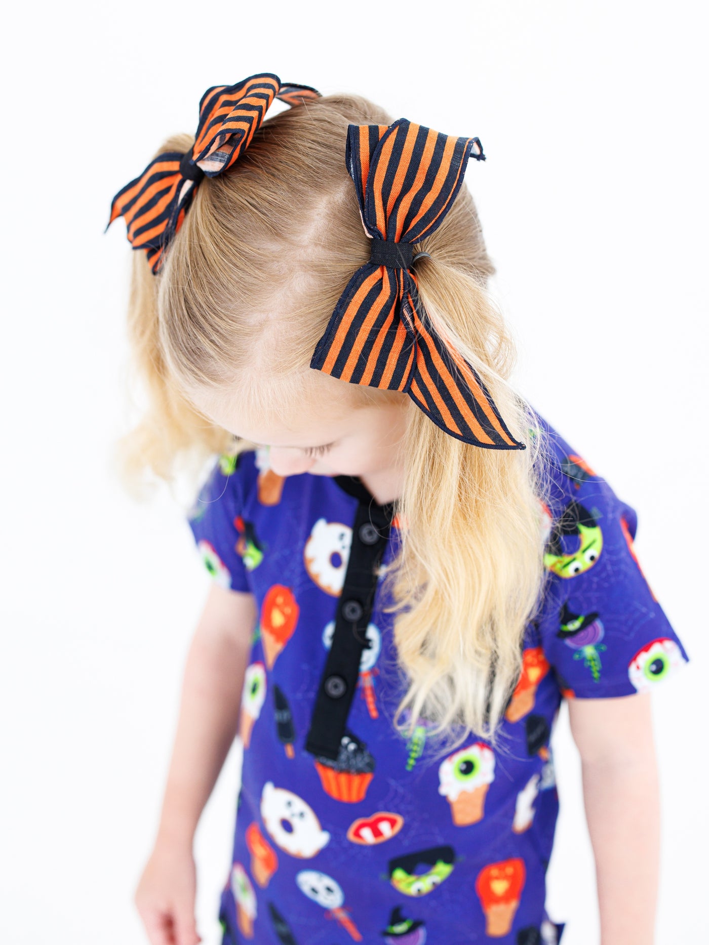 orange/black stripe clippy bow