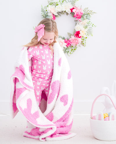 Pink Bunny Microfiber Blanket- TODDLER