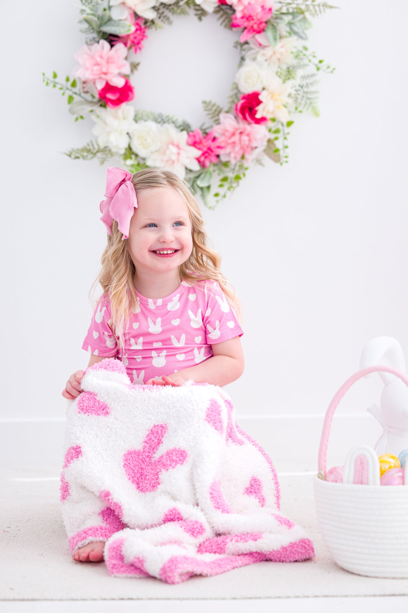 Pink Bunny Microfiber Blanket- STROLLER