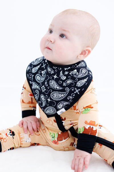 paisley and plaid bandana bib set