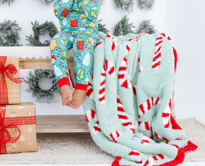 candy canes microfiber blanket- TODDLER