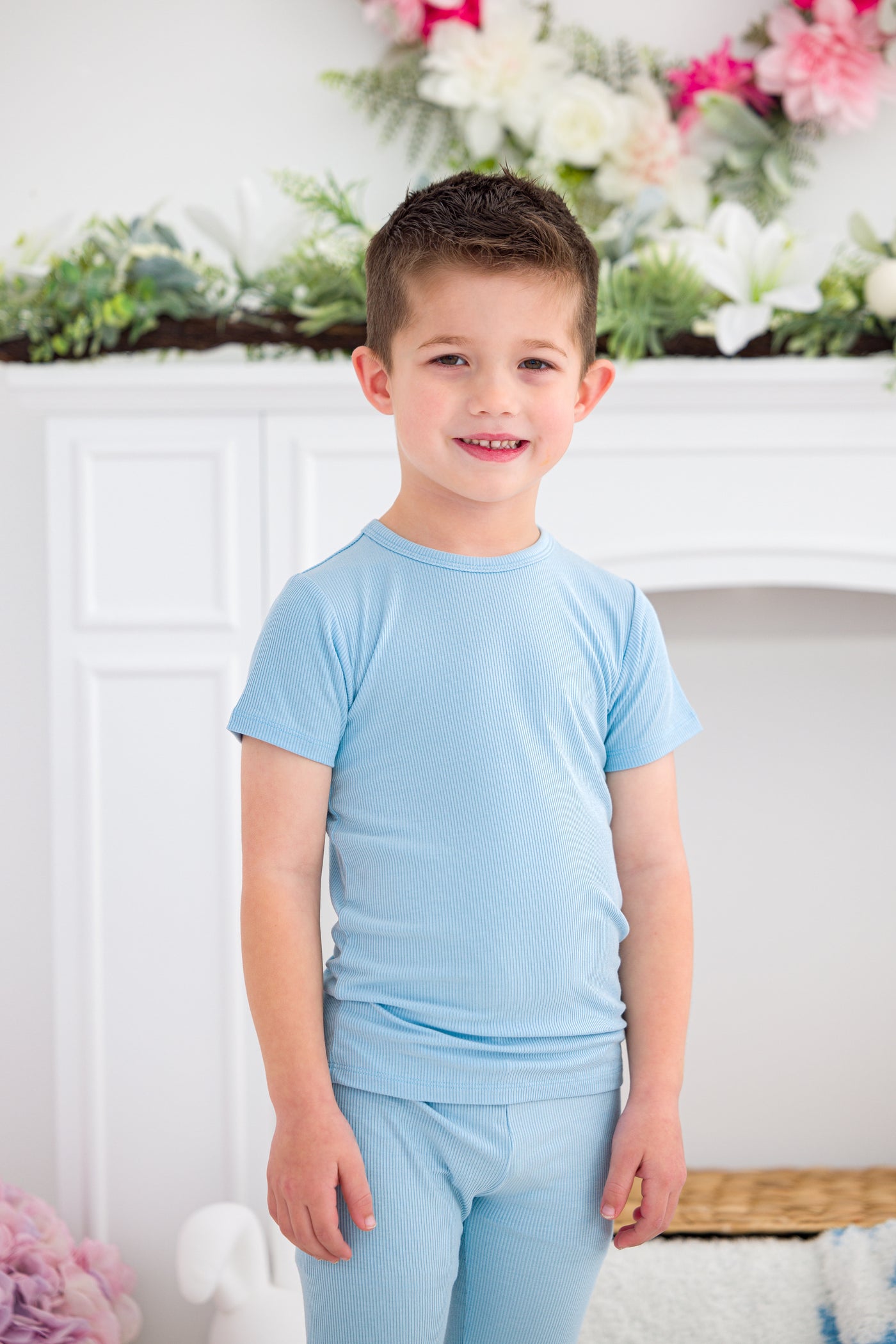 Baby Blue Ribbed 2-Piece Pajamas