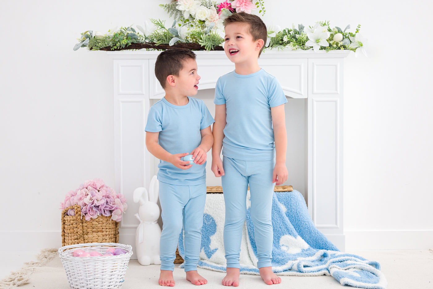 Baby Blue Ribbed 2-Piece Pajamas