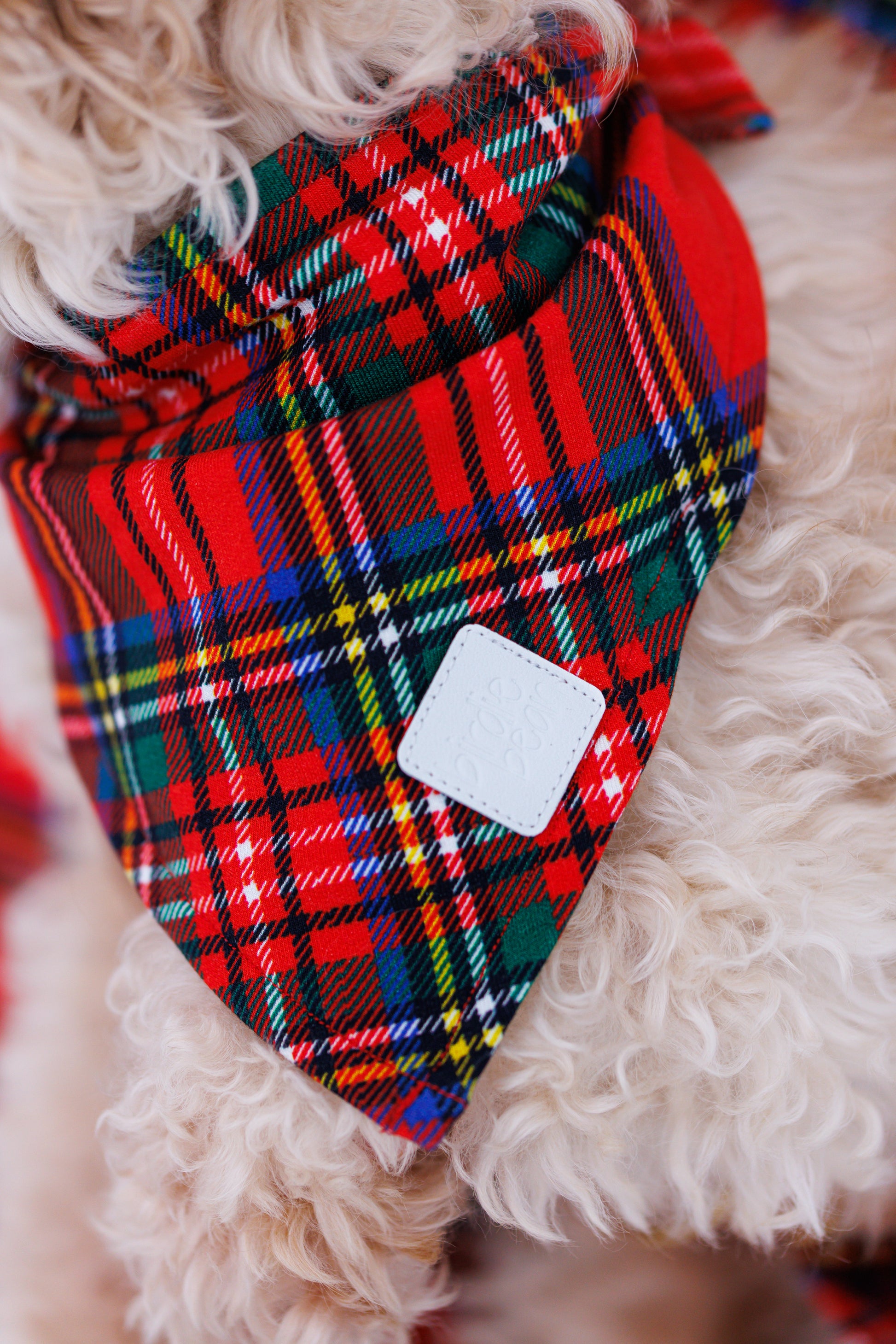 Dog bandana in classic tartan plaid for matching outfits
