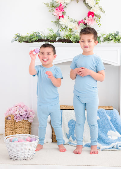 Baby Blue Ribbed 2-Piece Pajamas