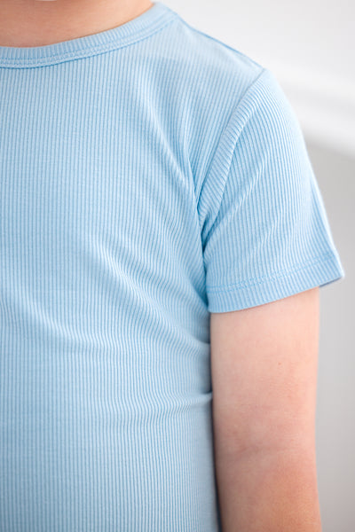 Baby Blue Ribbed 2-Piece Pajamas