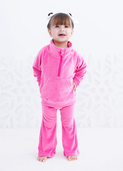 shocking pink velvet jogger set - PRE SALE- SHIPS IN ONE WEEK