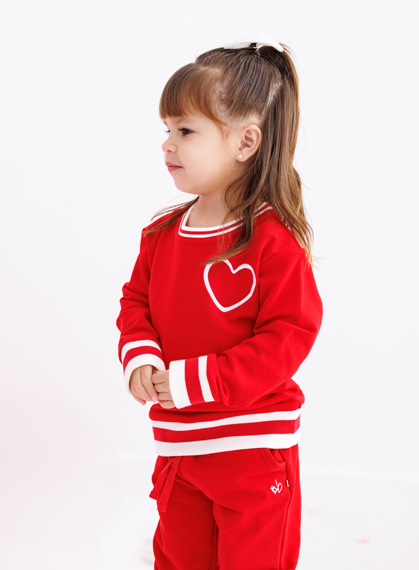 red varsity jogger set