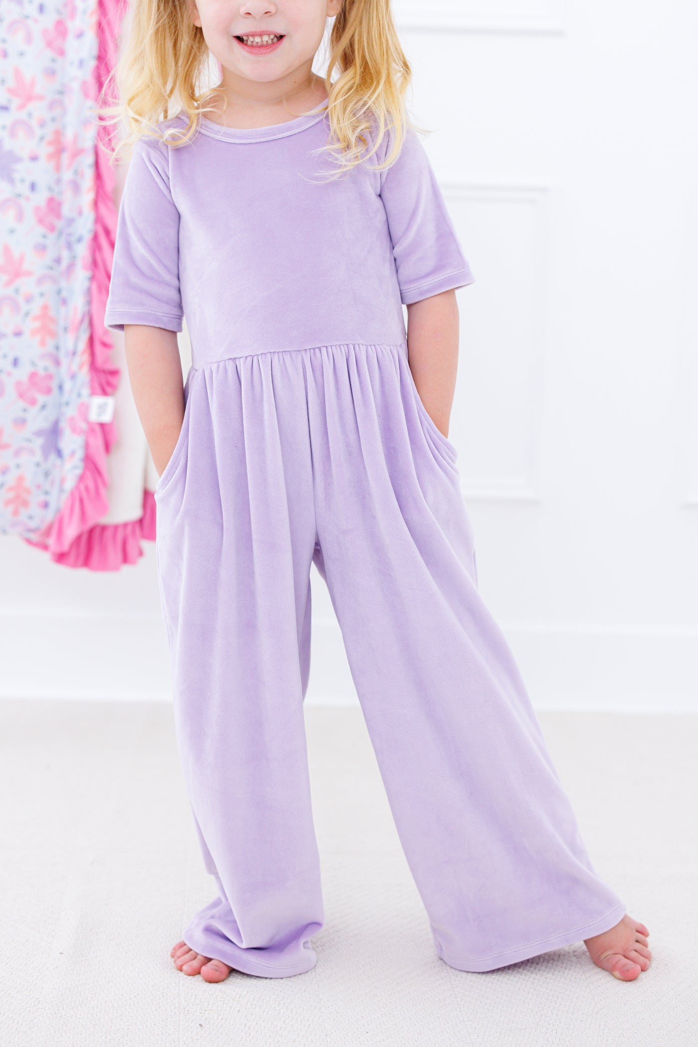 lavender velvet leggy jumpsuit