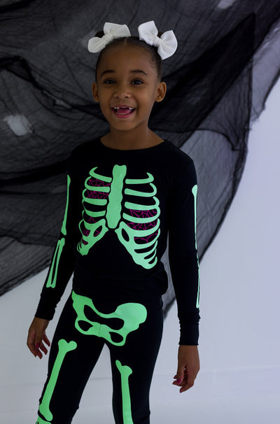 Bones Glow-In-The-Dark 2-Piece Pajamas - PINK