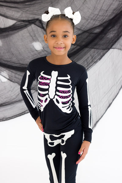 Bones Glow-In-The-Dark 2-Piece Pajamas - PINK