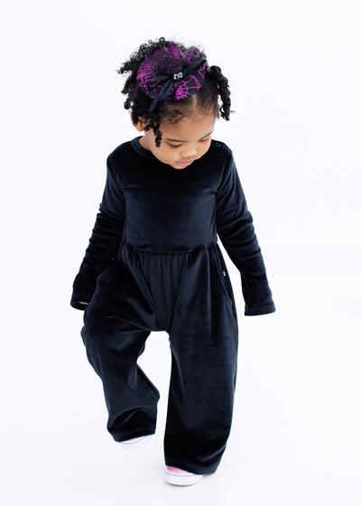 black velvet leggy jumpsuit