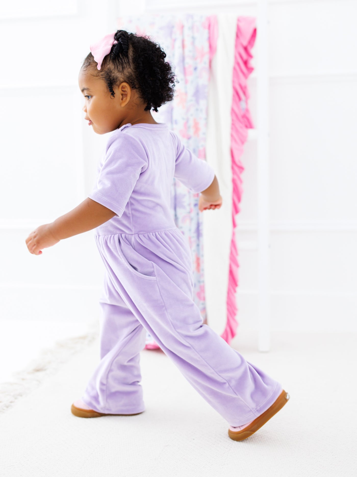 lavender velvet leggy jumpsuit