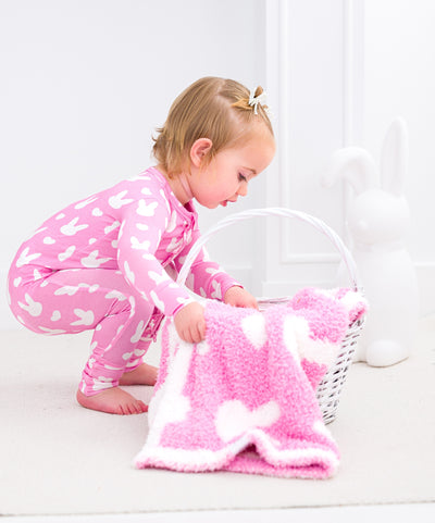 Pink Bunny Microfiber Blanket- STROLLER