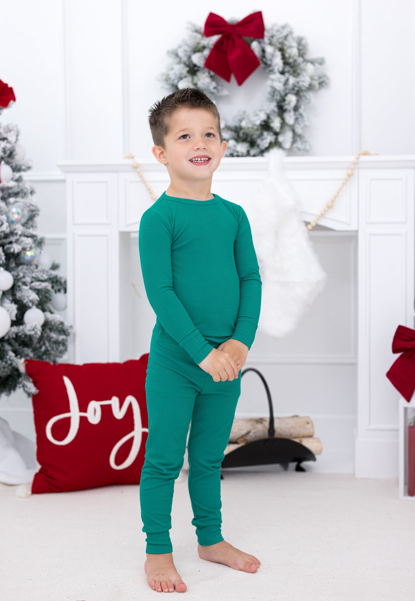 pine ribbed 2-piece pajamas