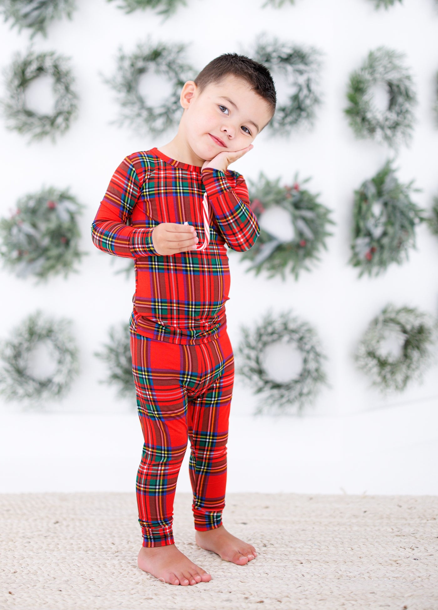 tartan plaid 2-piece pajamas