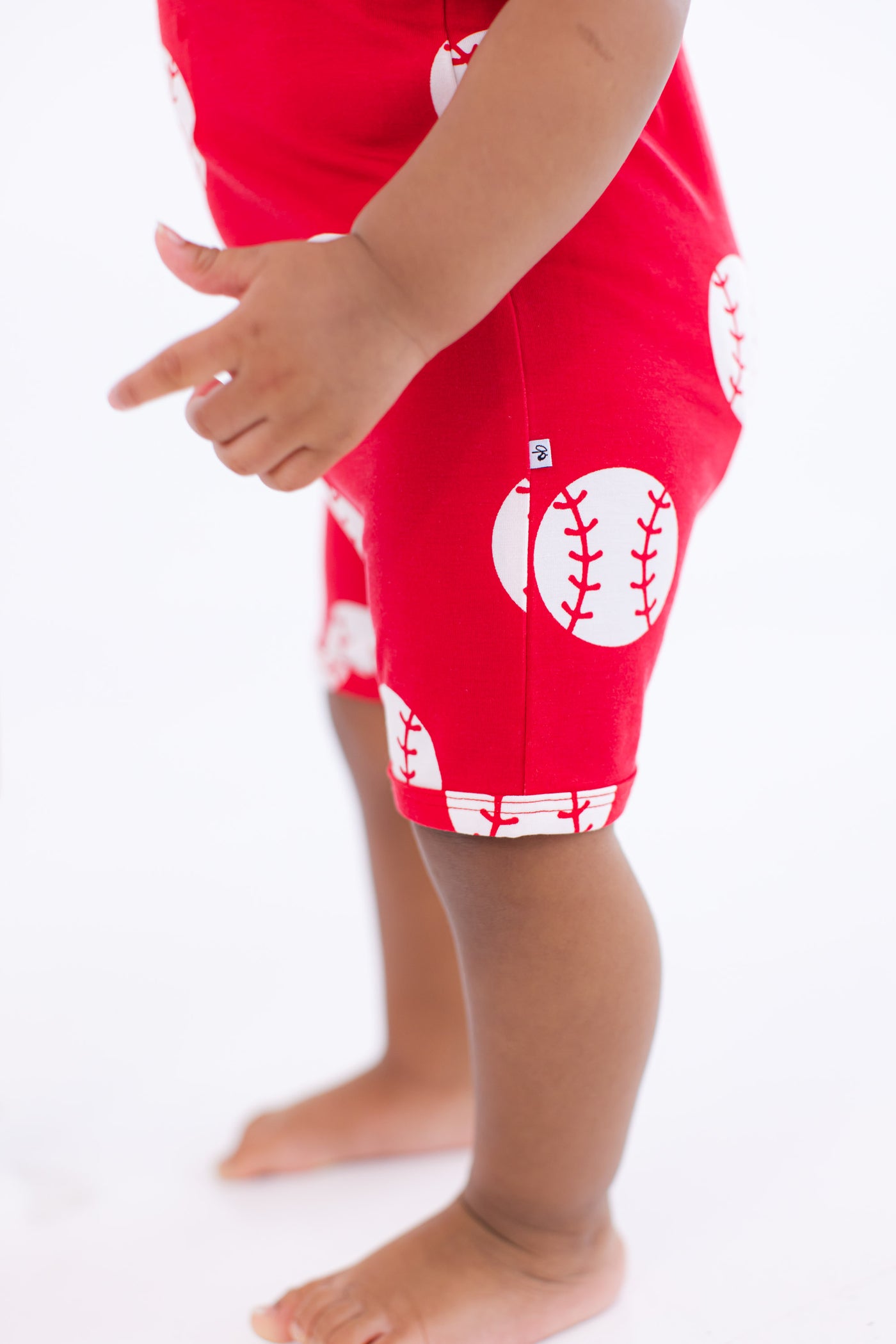 baseball shortie romper - RED