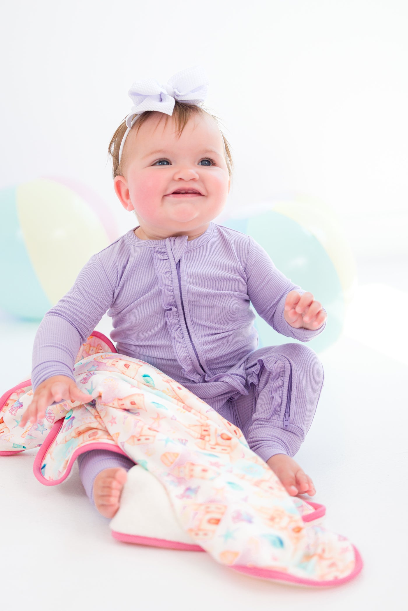Lavender Ribbed Ruffle Convertible Romper