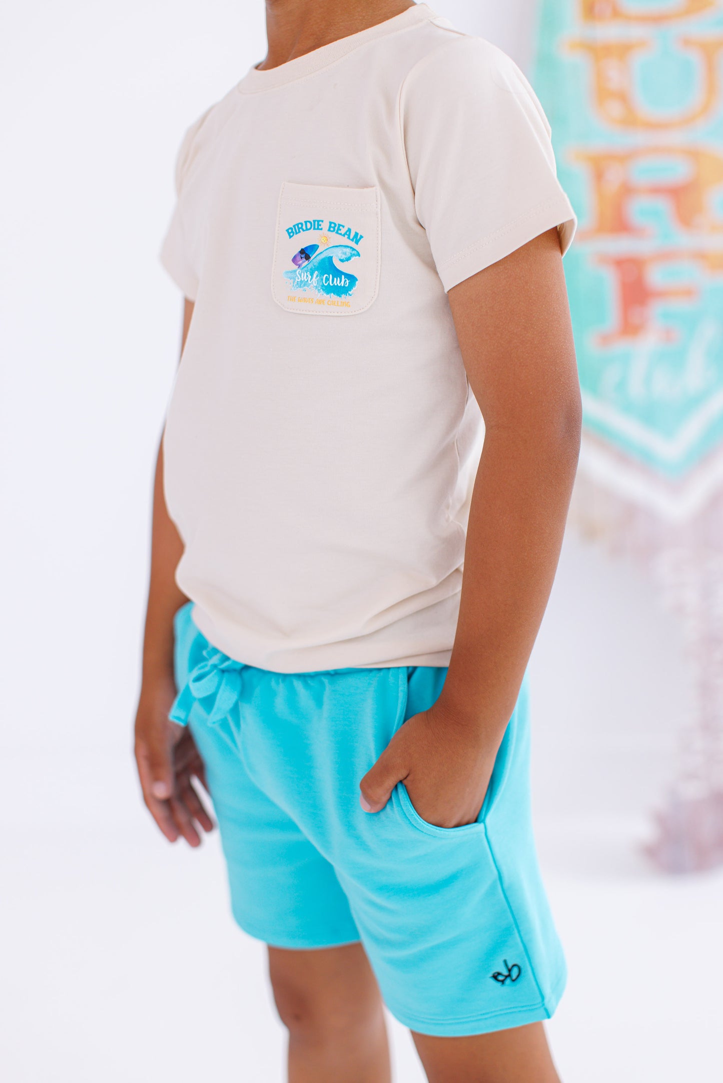 Surf Club kids t-shirt paired with Lagoon shorts for summer outfit