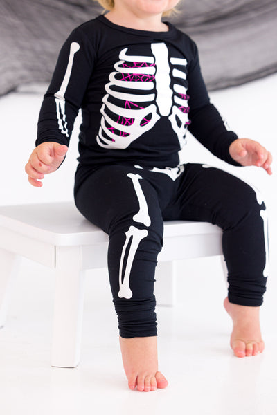 Bones Glow-In-The-Dark 2-Piece Pajamas - PINK