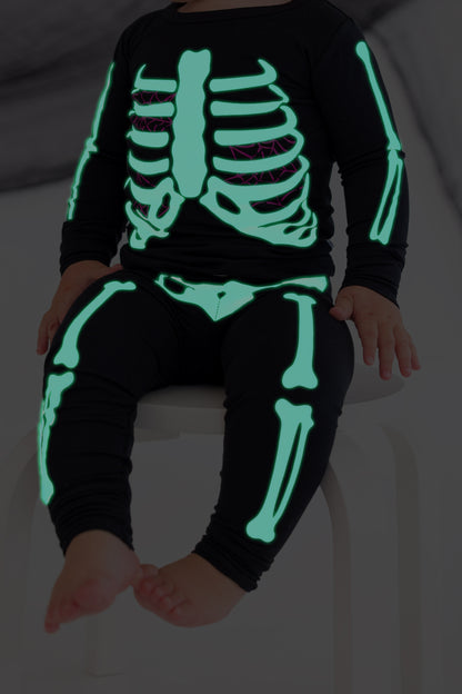 Bones Glow-In-The-Dark 2-Piece Pajamas - PINK