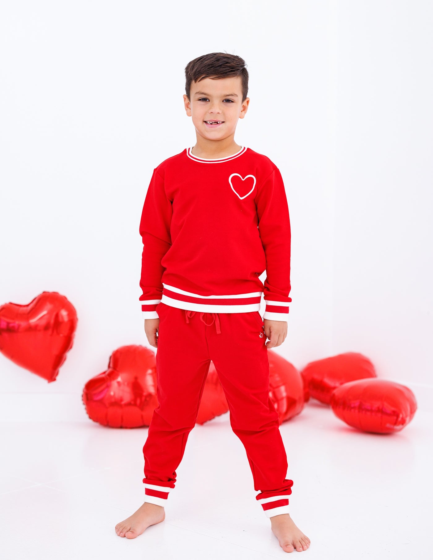 red varsity jogger set