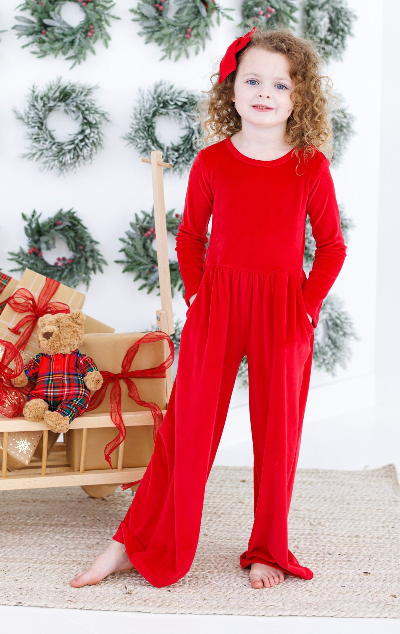 red velvet leggy jumpsuit