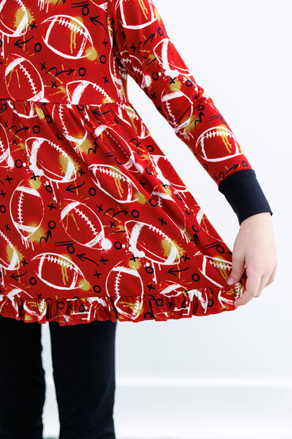 Graffiti Football Peplum Set : RED AND GOLD