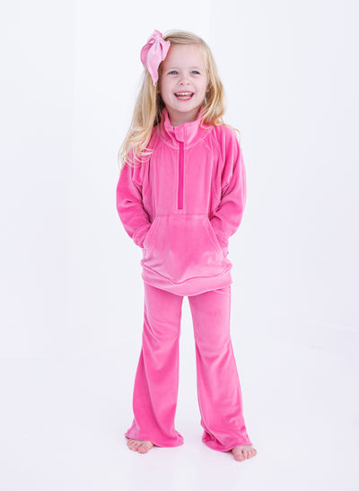 Shocking Pink Velvet Jogger Set