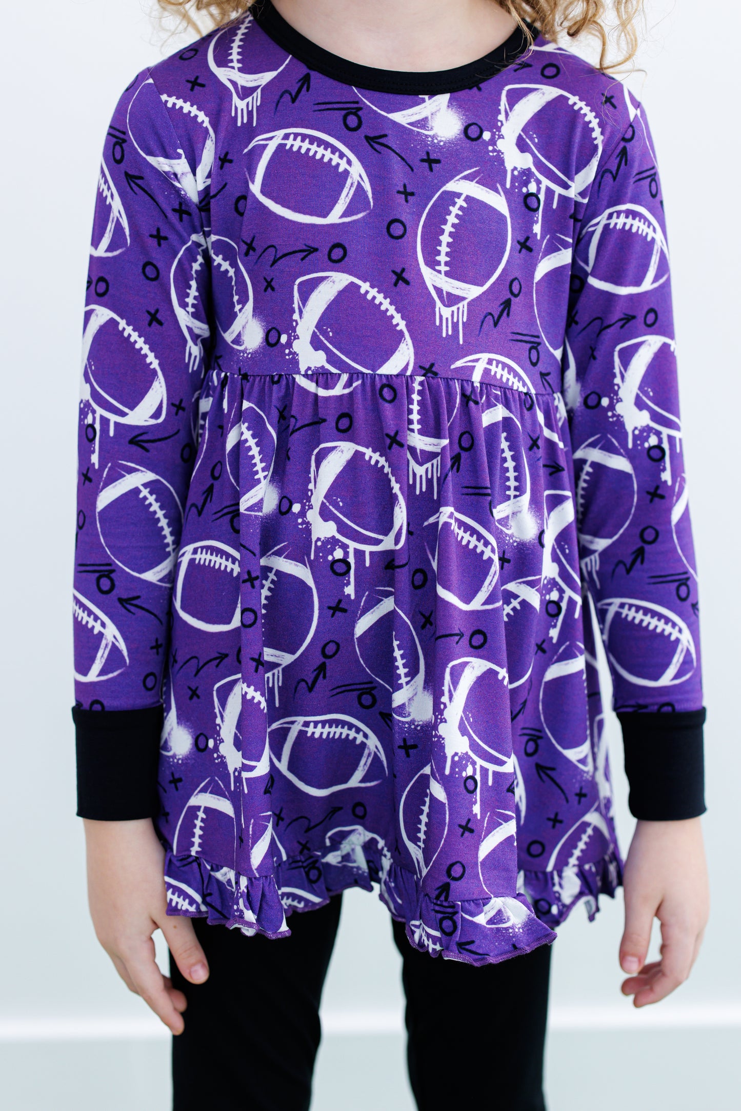 Graffiti Football Peplum Set : PURPLE AND WHITE
