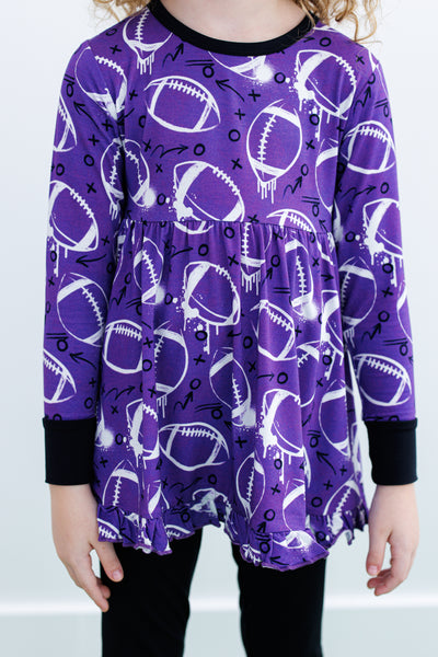 graffiti football peplum set : PURPLE AND WHITE