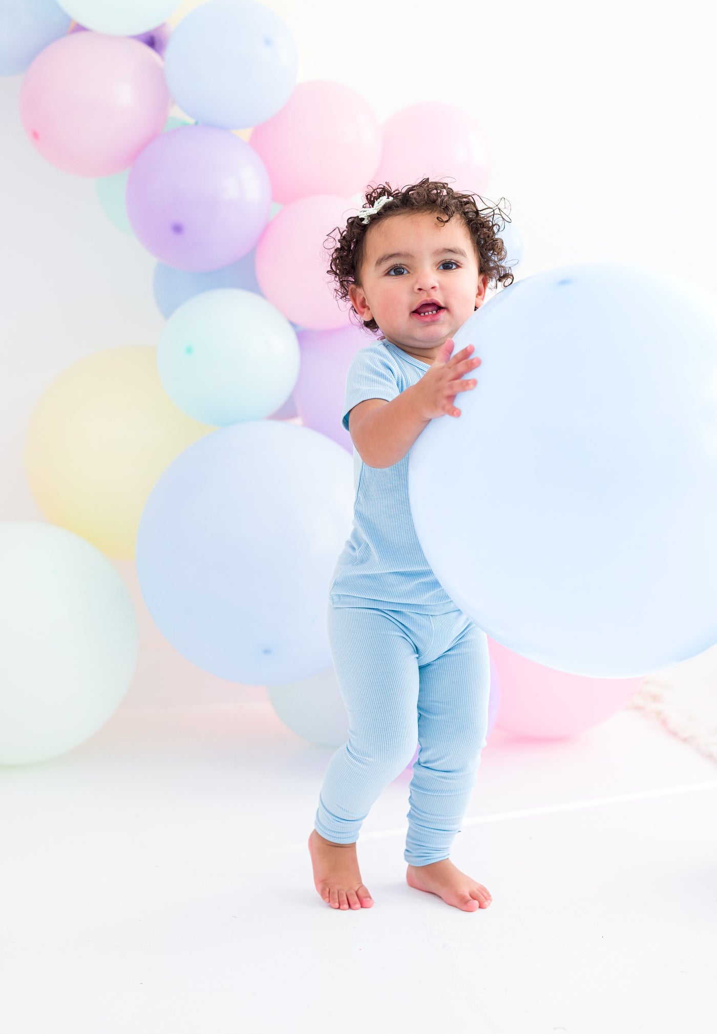 Baby Blue Ribbed 2-Piece Pajamas