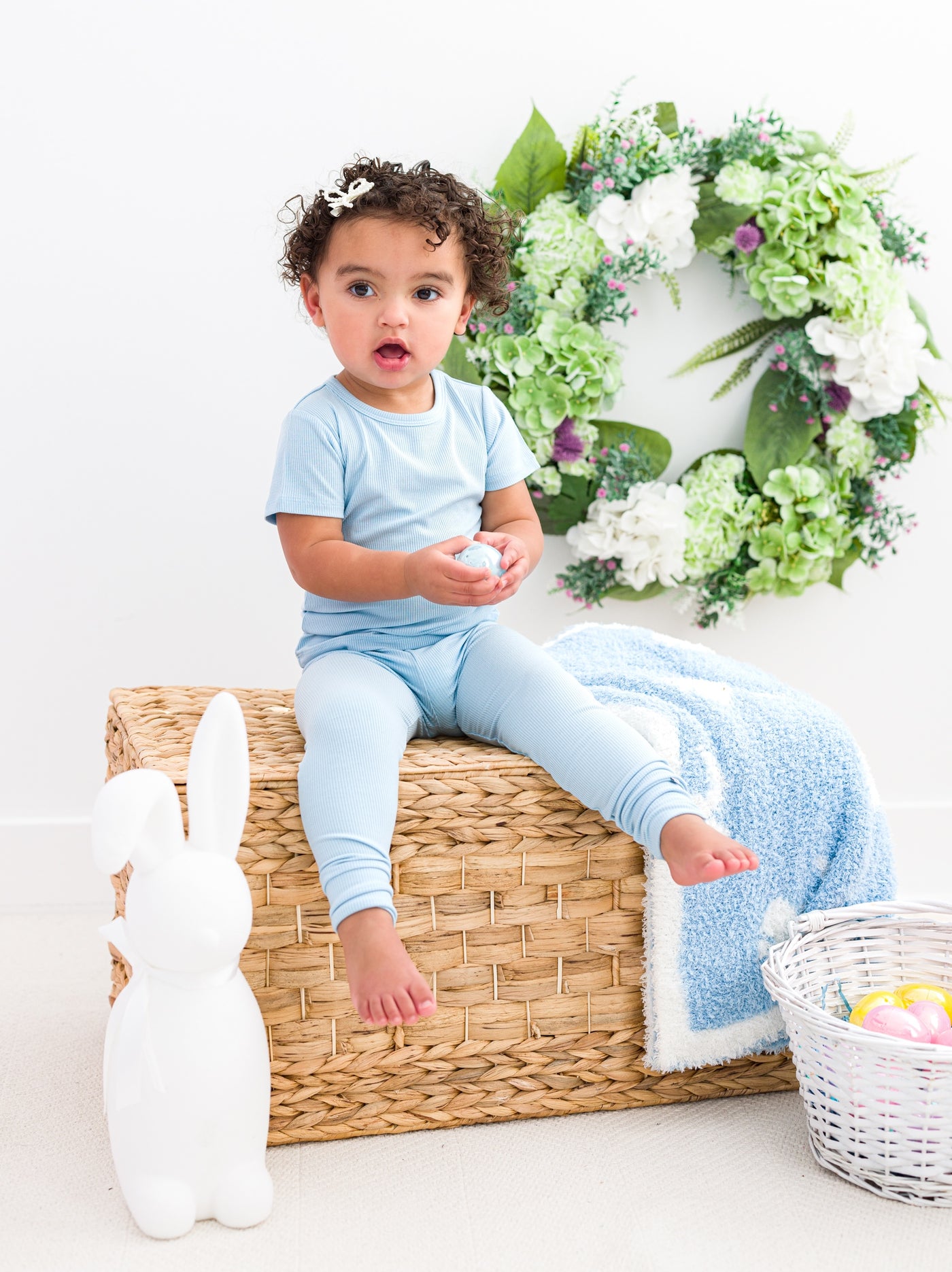 Baby Blue Ribbed 2-Piece Pajamas