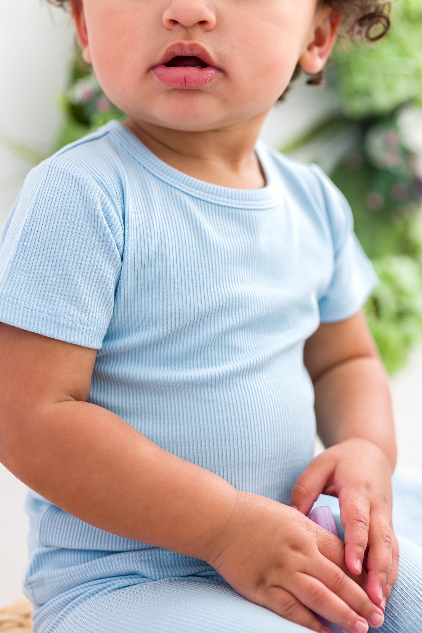 Baby Blue Ribbed 2-Piece Pajamas